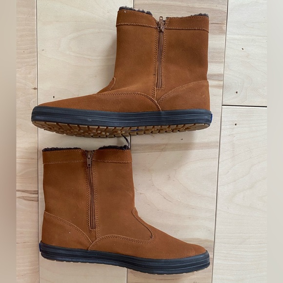 Keds Brown Suede High Top Velvet Tie Zip Up Boots - Picture 4 of 10